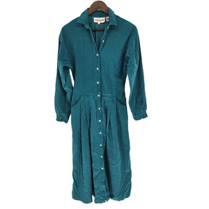 Vintage Alain Toussaint Lightweight Corduroy Cotton Pockets Midi Dress 8 - Picture 1 of 7