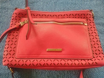 Dana Buchman Leather Crossbody Bag with Silver Hardware Color pink. Adjus strap. - Image 1 of 4