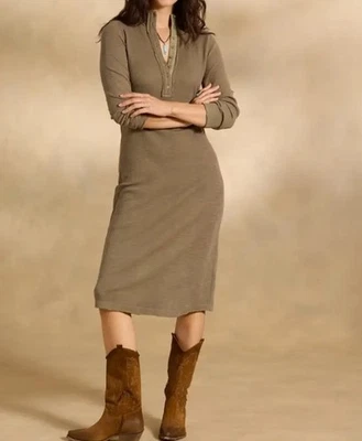 NUEVO Vestido Suéter Sundance Catálogo Cleo Verde Oliva Suave Imitación Abotonada M Foto 1 de 4