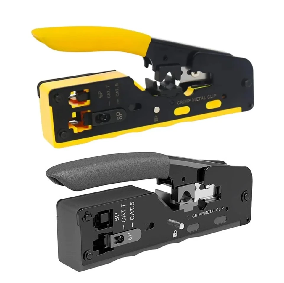 Network Cable RJ45 Crimp Tool Pass Through Crimper Cutter Kit for Cat6 Cat5 Cat7 - Image 1 of 4
