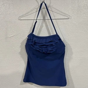 Relativity blau Rüschen Neckholder Tankini Schwimmen Top, Größe 12 Neu mit Etikett - Bild 1 von 13