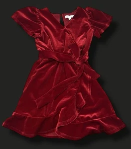 GB Mädchen Samtkleid Faux Wickel Gr. 4 Rüschensaum Urlaubskleid - Bild 1 von 10