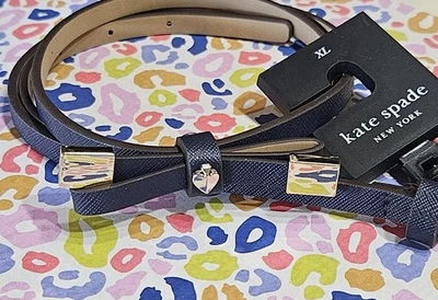 Cinto Kate Spade 8mm couro azul cinto arco tamanho XL extra grande novo - Imagem 1 de 4