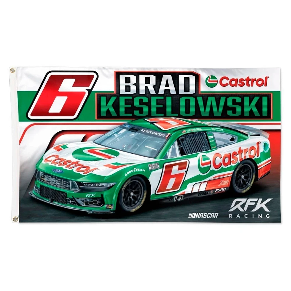 Brad Keselowski #6 2025 Castrol Nascar двусторонний флаг 3x5 бесплатная доставка - Изображение 1 из 1