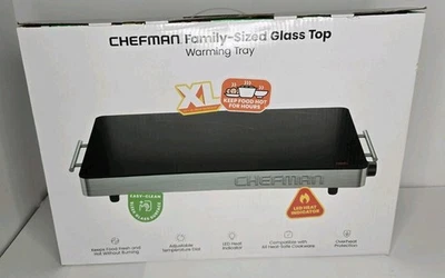 Chefman Family-Sized Glass Top Warming Tray XL 21x16 Surface Stainless Steel  - Image 1 of 4