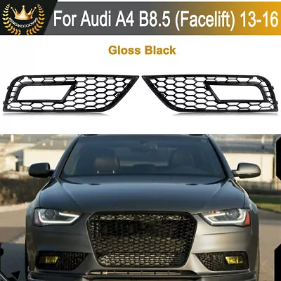 Front Lower Bumper Grille Fog Light Grill RS4 Style for 2013-2016 Audi A4 B8.5 Foto 1 de 4