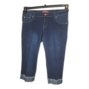 GOGO Star Mid Rise Cuffed Capri Blue Denim Stretch Jeggings Size 11 Juniors A - Picture 1 of 4