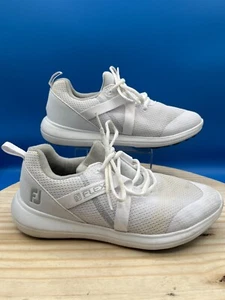 FootJoy Golf Sneakers FJ Flex Women's SZ 7M White Canvas Mesh Breathable Spike - Picture 1 of 12