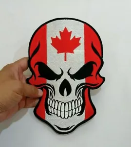 Skull Punisher Flag Canada Scary Satan symbol Embroidered Iron-On Sew-on patches - Picture 1 of 4