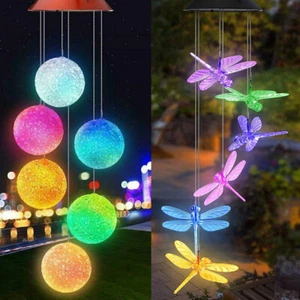 Solar Powered Color Changing LED Wind Chimes Light Garden Yard Patio Decor Lamp - Picture 1 of 16