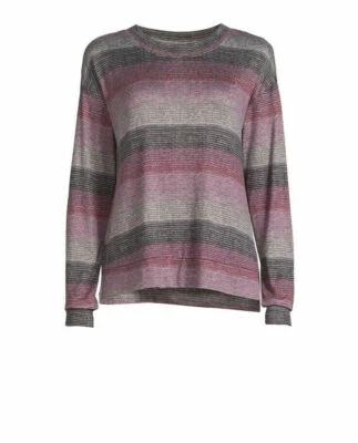 (NWT) Secret Treasures Women PURPLE Stripe Hacci Long Sleeve Crew Neck Top MEDIU - Image 1 of 3