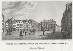 Bonn Marktplatz Original Stahlstich Grünewald 1850 - Bild 1 von 1
