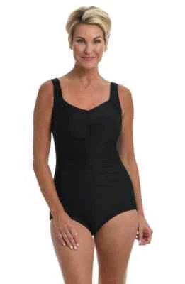 SWIMSUIT Manhattan Beach wear size 14 Textured Spa Shirred in Black - Image 1 of 3