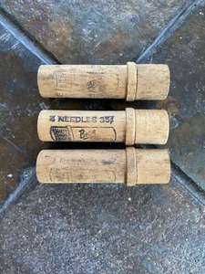 Vintage Boye Needle Company Shuttle Needles With Wood Holder Containers Lot Of 3 - Picture 1 of 7