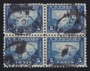 US 403 5c Panama Pacific Used Block of 4 VF-XF SCV $125 - Picture 1 of 2