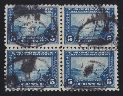 US 403 5c Panama Pacific Used Block of 4 VF-XF SCV $125 - Image 1 of 2
