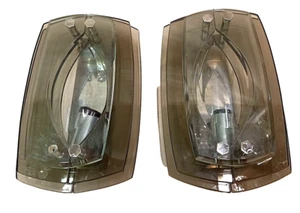 COPPIA APPLIQUE PAIR SCONCES FONTANA ARTE FLORENCE VECA 70'S CRISTAL GLASS - Bild 1 von 8