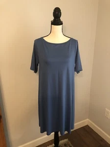 Eileen Fisher Tencel Coast Side Slits Boat Neck Tunic Coast/Blue Sz XS $138 - Picture 1 of 6