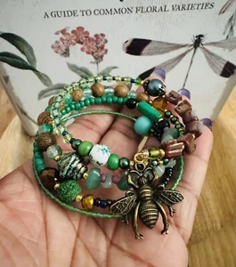 Green Witch Pagan Wicca Ritual Bracelet - Heart Chakra Healing Green Aventurine - Picture 1 of 8