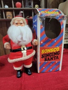 Bambola Babbo Natale che canta Sonsco vintage n. 30-4991 I.B. Cohen & Sons in scatola originale - Foto 1 di 14