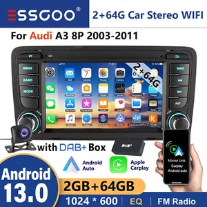 For Audi A3 8P 2003-2012 Carplay Android 13 Car Radio Stereo GPS 2+64G Navi +DAB - Picture 1 of 16
