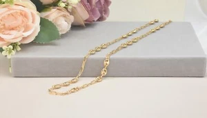 Puffed PaperClip Gold Plated Chain, Puff Necklace, Chunky Gift For Her - Picture 1 of 8