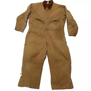 Vintage Carhartt Brown Duck Canvas Quilted Insulated Coveralls 996QZs Mens 50 S - Picture 1 of 15