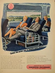 Anuncio impreso American Railroads 1944 vintage, alojamiento cómodo relajado - Imagen 1 de 1