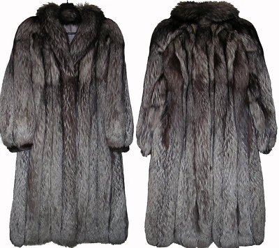 GenuineSilver Fox - Abrigo largo de zorro plateado talla 10/12 Foto 1 de 4