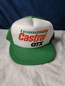 Vintage Team Castrol GTX Racing Green Snapback Mesh Trucker Hat Baseball Cap - Picture 1 of 4