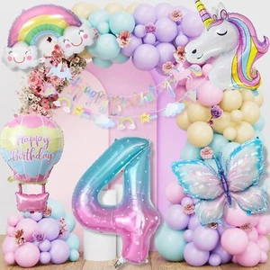 Unicorno Decorazione Compleanno Bambina 4 Anni Farfalla Compleanno Decorazione Unicorno... - Foto 1 di 7