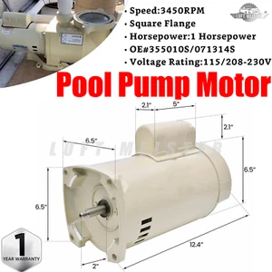 355010S Pool Pump Motor 1 HP Fit Pentair Whisperflo Pumps WFE-4 & WFE-26 - Picture 1 of 21