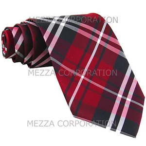 New Men's Vesuvio Napoli plaid checkered Neck Tie Necktie only Party Prom Red - Picture 1 of 2