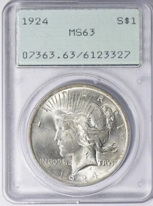 1924 P PCGS MS63 Rattler Peace Silver Dollar GEM BU Lustrous OGH - Picture 1 of 3