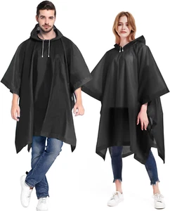 Rain Ponchos 2 Packs for Adults with Drawstring Hood - Emergency Rain Coat for T - Picture 1 of 5
