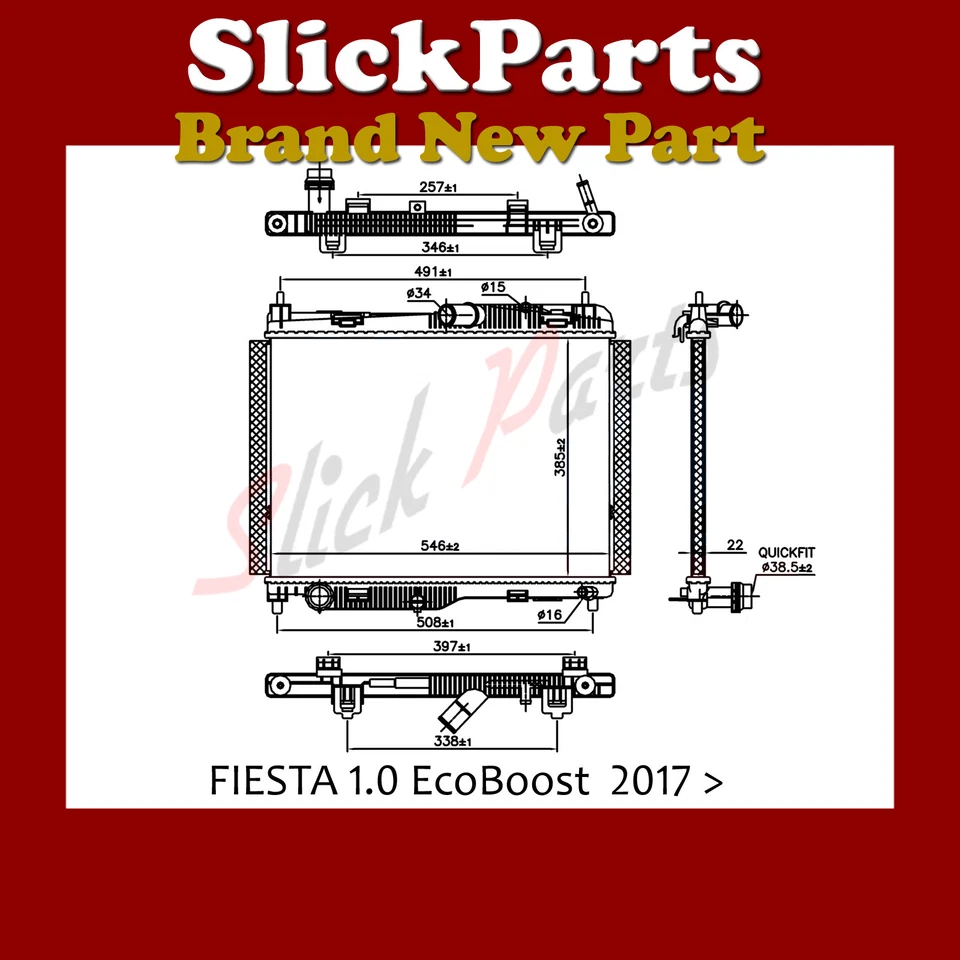 FORD FIESTA / ECO SPORT RADIATOR 1.0 ECOBOOST 2017 2018 *NEW* O.E. 2101513 - Image 1 of 1