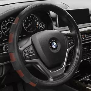 FH Group Universal Genuine Leather Car Steering Wheel Cover Fits 14.5" - 15.5" - Picture 1 of 4