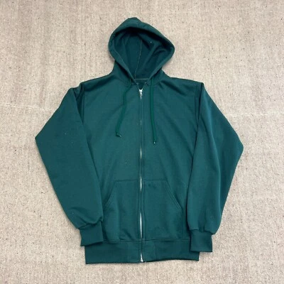 Sudadera con capucha térmica vintage con cremallera para hombre verde medio años 80 EE. UU. Foto 1 de 4