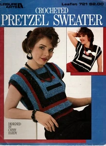SUÉTER PRETZEL GANCHILLO Leisure Arts 721 patrón ganchillo folleto - Imagen 1 de 2