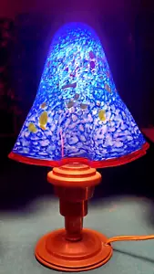 Murano Art Glass Vintage Ceiling Pendant Tulip Light, Cobalt Blue, Red, Yellow - Picture 1 of 7