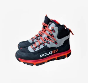 Polo Ralph Lauren Adventure 300 Hiking Mid Boots Black/Gray/Orange Mens Size 8.5 - Picture 1 of 8
