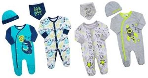 Babytown Baby Boys Themed 2 Piece Sleepsuit with Scratch Mitts - Picture 1 of 20