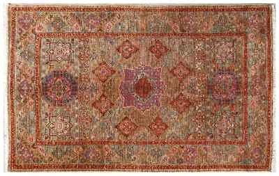 Afghan Ziegler Mamluk Carpet 100x150 Hand Knotted Braun Geometric Oriental A - Image 1 of 4
