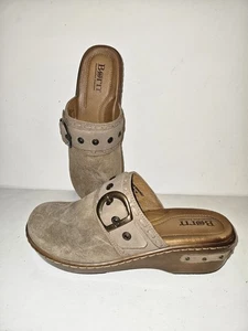 Born Banyon Suede Leather Slip on Clogs Chestnut Brown Mules Women US 8 EU 39 - Picture 1 of 6
