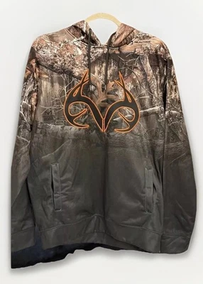 Mens Medium Realtree Edge Fleece Lined Green Camouflage Hoodie Hunting Fishing - Image 1 of 4