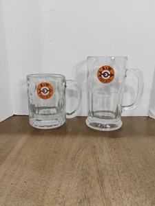 2 Vintage A&W Root Beer Mugs Clear Glass Bullseye Arrow Logo AW 4.5" 6" Pair - Picture 1 of 7
