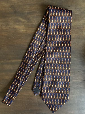 Официальный Disney шелк Винни-Пух галстук тигр темно-синий все над печатью - Изображение 1 из 4