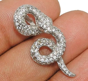 Ciondolo serpente zaffiro bianco argento sterling 925 massiccio Y1-1 - Foto 1 di 1