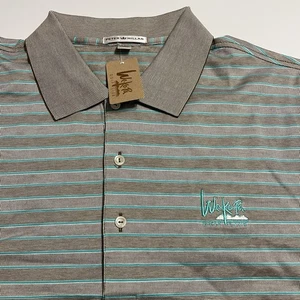 We Ko Pa Golfschläger Streifen Performance Poloshirt grün grau Peter Millar Herren 2XL - Bild 1 von 10