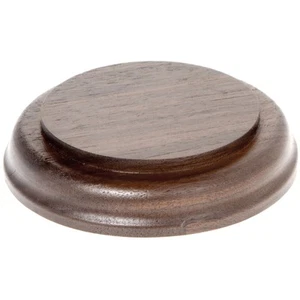 Base de exhibición de madera redonda de nogal macizo Plymor, 3,75" de ancho x 3,75" de profundidad x 0,75" de alto - Imagen 1 de 2